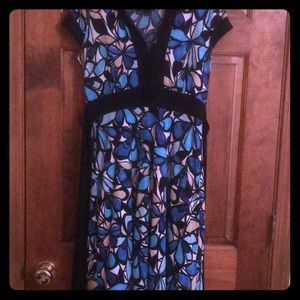 Blue and Black Floral Dress